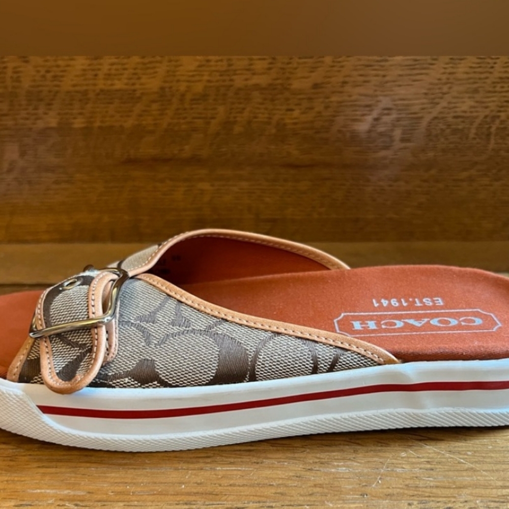Authentic Coach slide on sandals